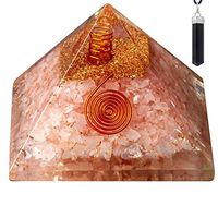 Bliss Creation Orgone Pyramid Healing Stone Energy Generator EMF Protection | Made for Ultimate Orgone Energy with Raw Black Tourmaline Crystal Healing Pendant Necklace (Rose Quartz)