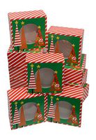 Christmas Cookie Gift Boxes, fold-able with Holiday Designs, Set of 12 Boxes (Trees & Stripes)