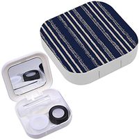 Portable Contact Lens Case Box Travel Kit Mirror + Bottle + Tweezers Container Holder [ Striped ]