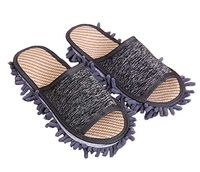 Black Temptation [Grey] Creative Detachable Mop Slippers Floor Cleaning Slippers