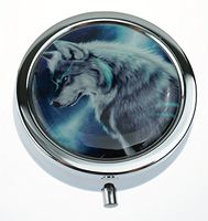 MaXing Wolf Custom Personalized Silver Round Pill Case Box Decorative Metal Medicine Container Case