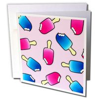 3dRose Cute Ice Cream Bar Print Pink Chocolate 6 x 6 Inches Greeting Cards, Set of 12 (gc_43161_2)