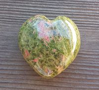 [A&S Crystals] NATURAL UNAKITE Gemstone Puffy Heart 40-45mm