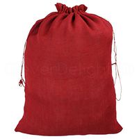 5 Pack - CleverDelights 18" x 24" Red Burlap Bags with Natural Jute Drawstring - Christmas Present Holiday Gunny Sack Pouch Bags