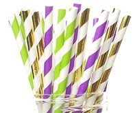 Mardi Gras Straws, New Orleans Mardi Gras Party Supplies (25 Pack) - Purple, Green & Gold Louisiana Celebration Party Straws, Carnival of Venice Fat Tuesday Party Supplies