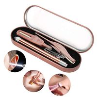 Ear Cleaner Set, 3 in 1 LED Earpick Ear Spoon Ear Cleaner Set Earwax Nasal Removal Tweezers