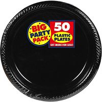 Big Party Pack Jet Black Plastic Plates | 7" | Pack of 50 | Party Supply
