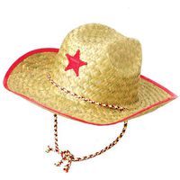 Kids Straw Cowboy Sheriff Party Hat W/star, 1 Pack, Color May Vary