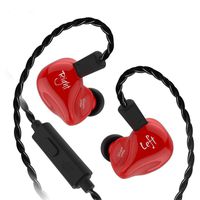 Yinyoo Newest KZ ZS4 Headphones Stereo Bass Noise Isolating Earphones Ergonomic Comfortable 1DD+1BA Hybrid Technology Earbuds with Microphones Removable 2pins 0.75mm Connection Cable(Red with Mic)