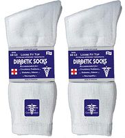 Diamond Star Doctor Approved Diabetic Crew Socks Unisex 3, 6 or 12 Pairs Pack (6 Pairs White, Men's 10-13/ Fits Men's Shoe Size 7-12)