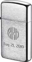 Personalized Zippo Slim Brushed Chrome Lighter with Monogram Engraving
