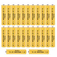 AAA Rechargeable Batteries NICD 1.2V 400mAh Button Top Count 24Pcs