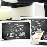Chalkboard Personalized Matches for Wedding Favors - Custom Wedding Matches (Set of 50 Matchboxes) (White Box)