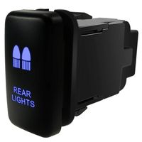 Iztor 12V ON/Off Etched Push Button Switch with Green & Blue Twin LED Backlit for Toyota FJ Cruiser Highlander Tacoma Tundra 4Runner Prado Landcruiser Hilux -Rear LIGHTBAR