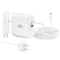 Mac Book Air/Pro Mac Book Charger, USB C Power Adapter Charger, 73W 2-Ports with 61W Type C PD 3.0 Compatible with 2017 MacBook pro, 2017/2016 MacBook, HP Spectre x360 iPhone X /8 / iPad and More