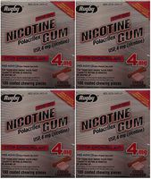 Nicotine Gum 4mg Sugar Free Coated Cinnamon Generic for Nicorette 100 Pieces per Box Pack of 4 Total 400 Pieces