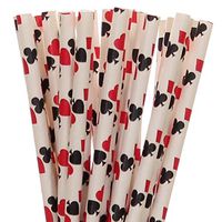 Black and Red Playing Cards Paper Straws (100)
