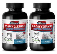 Weight Loss Detox Cleanse - 15 Days Cleanse Super Formula - 1180MG - psyllium Husk Powder - 2 Bottles 60 Capsules