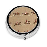 Equestrian Horse Pill Box Case, Portable Medicine Tablet Vitamin Holder Organizer with 3 Compartment for Purse Pocket Travel Gift