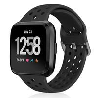 XFYELE Sport Band Compatible with Fitbit Versa/Versa 2 / Versa Lite/SE, Soft Breathable Silicone Strap Replacement Wristband with Multiple Colors for Men Women (Black)