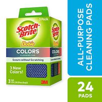 Scotch-Brite Dobie, 24 Pads, Scours without Scratching, Ideal for dishwashing, kitchen, bathroom, and more, Long-lasting and reusable