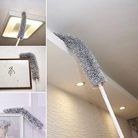 Furein Best Microfiber Duster with Extension Pole Reach 50" - 70", Flexible, Bendable, Extendable for Interior Roof, Ceiling Fan, Cobweb Duster, Large Microfiber Head - Wet or Dry Use Gray
