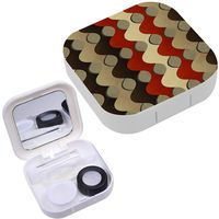 Portable Contact Lens Case Box Travel Kit Mirror + Bottle + Tweezers Container Holder [ Retro Waves Grunge ]