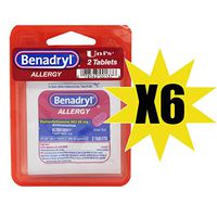 Uni's Benadryl Allergy Single Dose Travel Size Tablets 6-Pack of Each. Effective Relief for Rash, Itching, Watery Eyes, Itchy Nose/Throat, Runny Nose, and Sneezing.