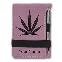 Mini Notepad, Marijuana Leaf, Personalized Engraving Included (Pink)
