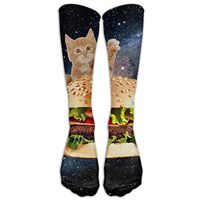Unisex Cotton Hamburger Cat In Space Compression Sports Socks