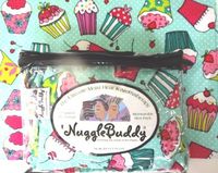 'NUGGLEBUDDY Microwaveable Moist Heat & Aromatherapy Organic Rice Pack. Cold Pack. Teal Flannel"COOKIE'S CUPCAKES" with HOT CHOCOLATE Scent!