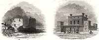 Flint Castle; Holywell Station. Wales - 1848 - old print - antique print - vintage print - printed prints of Wales