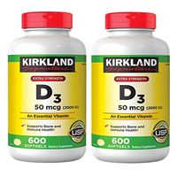 Kirkland Signature Extra Strength Vitamin D3 2000, 2 Packages (600 Softgels/Bottle)