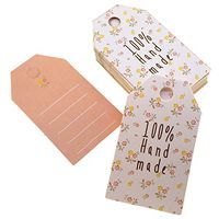 Flower Pattern 100% Hand Made Design Paper Gift / Price Tags with Color Twine for Gift Wrapping Packaging, Set of 48