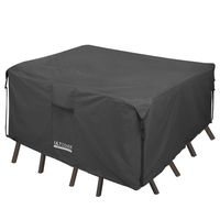 ULTCOVER 600D Tough Canvas Durable Square Patio Table and Chairs Cover - Waterproof Outdoor General Purpose Furniture Covers 94 inch, Black