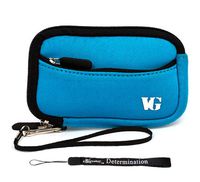 Baby Blue Trim Protective Soft Neoprene Cover Carrying Case Sleeve for Olympus T 10 T 110 TG 310 TG 610 TG 810 VG 110 VG 120 VG 320 VR 320 VR 330 Point and Shoot Digital Camera and Hand Strap