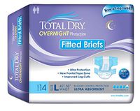 TotalDry Overnight Fitted Briefs (Large) - 2 Bags of 14