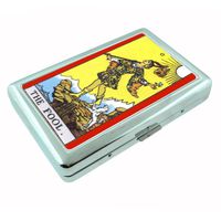 The Fool Tarot Card Metal Silver Cigarette Case Holder Box D-090