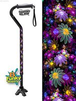 Walking Cane Offset Gel Grip Pretty May Flowers Adjustable Aluminum Footed Quad Base