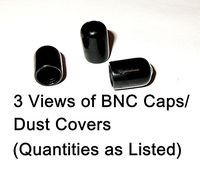 100 Pack - BNC/Coax Black Rubber Dust Covers/Caps. (.5" tall. .343" ID)