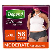 Depend Silhouette Active Fit Incontinence Underwear for Women, Moderate Absorbency, Disposable, L/XL, Black, 56 Count