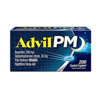 Advil PM (200 Count) Pain Reliever/Nighttime Sleep Aid Caplet, 200mg Ibuprofen, 38mg Diphenhydramine, 200 Count