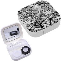 Portable Contact Lens Case Box Travel Kit Mirror + Bottle + Tweezers Container Holder [ Lace Floral Vintage ]