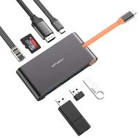 UPVICH Type C Hub Adapter,8-in-1 Laptop Docking Station,USB C Hub with Ethernet,4K HDMI, 3 USB 3.0 Ports, SD/TF Card Reader and Type-C Power Delivery (100W) for MacBook Pro, Meeting, Gaming