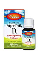 Carlson - Super Daily D3, 6000 IU (150 mcg) per Drop, Heart & Immune Health, Liquid Vitamin D3, 1-Year Supply, Unflavored, 365 Drops