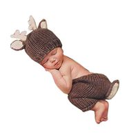 Newborn Monthly Baby Photo Props Outfits Christmas Deer Hat Pant for Boy Girl Photography Shoot