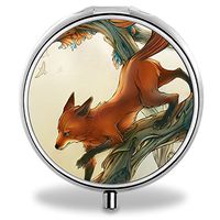 Compact 3 Compartment Medicine Case, IMLONE Customized Brown Foxes Pill Organizer Metal Pill Box Pill Container for Purse, Travelling and Daily Needs