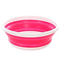 Simple Life Folding Bucket Portable Camping Fishing Car Washing Tool Outdoor Travel Folding Bucket Wash Basin Collapsible Portable Waterproof Saves Space (Hot Pink)