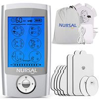 NURSAL EMS TENS Unit Muscle Stimulator with 8 Electrode Pads/Pouch/Pads Holder, Rechargeable 16 Modes Electronic Pulse Massager for Pain Relief Therapy, Arthritis, Muscle Stiffness/Soreness/Aches