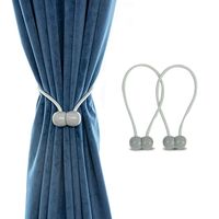 Magnetic Curtain Rope Tiebacks, Classic European Window Curtain Holders with Magnets for Blackout Curtain, Sheer Panels Draperies (Gray)